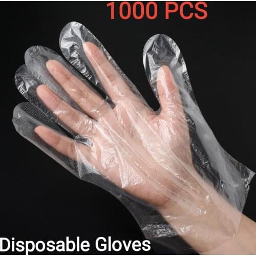 1000 PCS Disposable Gloves Restaurant Kitchen Transparent Eco-friendly PE Gloves Garden Housework Clean One-off Plastic Glove