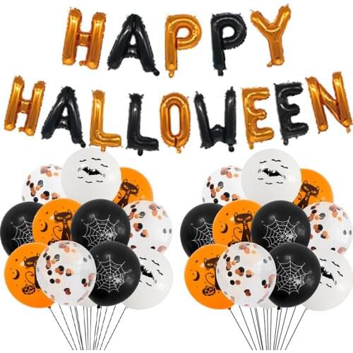 15 Pcs Of Pumpkin Ghost Confetti Balloon Horror Haunted Toy Halloween Happy Decoration Balloon Birthday Party Decoration Kid