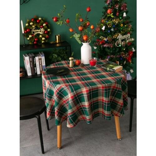 2020 New Year christmas tablecloth linen waterproof Round Customize personality linen and cotton Fresh table cloth Cover