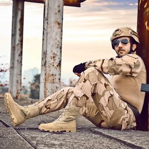 2020 Mens Boots Military Tactical High Top Waterproof Desert Boots Outdoor Combat Boots Shoes Male Combat Army Ankle Boots