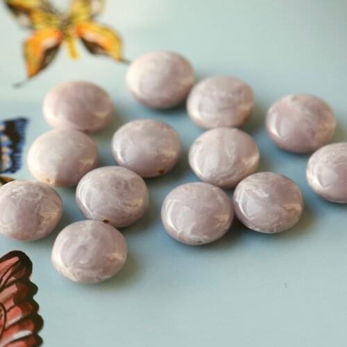Gentle Mixed Color Milk Taro Greyish Purple Flat round Resin Glossy Beads DIY Handmade Ornament Earrings Accessories 4pcs