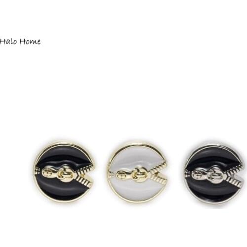 5pcs Zipper pattern decoration Small Round Enamel Metal Shank Shirt Button Sewing Scrapbooking Supplies 11mm
