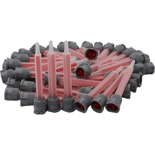 50 Pieces 10:1 Mixing Nozzle AB Glue Mixed Tube Dual Cartridge Square Mixing Nozzle Set Epoxy Adhesive Applicator Static Mixer