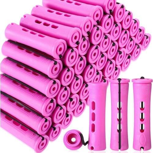 60 Pieces Hair Perm Rods Short Cold Wave Rods Plastic Perming Rods Hair Curling Rollers Curlers with Steel Pin tail Comb
