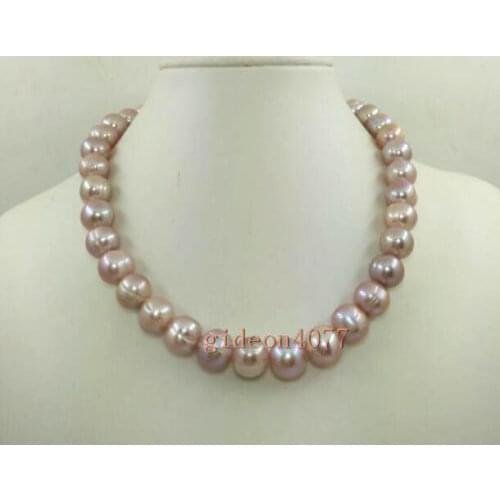 AAA natural 9-10 mm baroque south sea pink pearl necklace 18 " 14 K gold