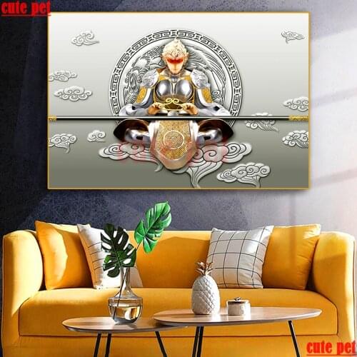 DIY diamond painting Fight against Buddha Sun Wukong Gift Square Diamond Round Diamond 5d full diamond Mosaic Diamond Embroidery