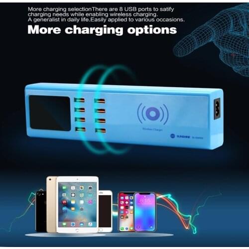 Wireless Charger 8 USB Ports Charger SS-309WD 5V 1A Digital Display Charging Port for Phone iPad Samsung Huawei Xiaomi Etc