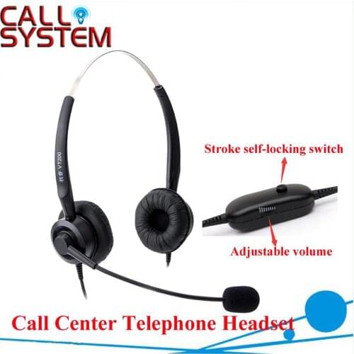 Binaural headset with microphone with RJ09 Plug with Volume Control and mute function 12pcs/lot DHL free shipping free