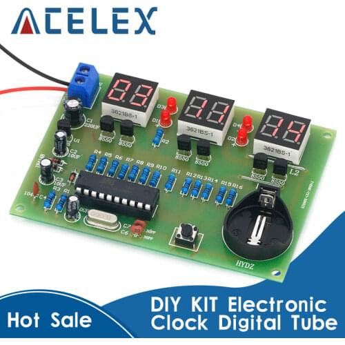 DIY Kits AT89C2051 Electronic Clock Digital Tube LED Display Suite Electronic Module Parts and Components DC 9V - 12V