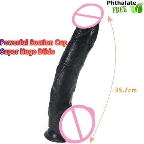35.7cm Smooth Dildo Realistic Penis Strong Suction Cup Anal Butt Plug Toy for Adult Erotic G-Spot Orgasm Sex Toys for Woman