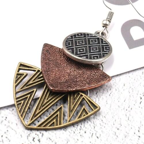 Geometric Hollow Alloy Retro Indian Bollywood Kundan Jhumka Three-layer Drop Earrings For Women Boho Ethnic Gypsy Earrings