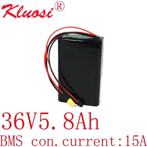 KLUOSI 10S2P 36V 5.8Ah 6Ah 450W 42V Lithium Battery Pack with 15A BMS for Electric Scooter Skateboard Ebike Electric Bicycle Etc