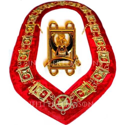 Masonic master Mason chain collar Masonic Regalia Knights Templar Metal Golden Chain Collar Red Bass