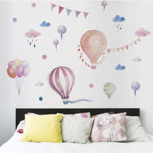 Cute Hot Air Balloon Wall Stickers for Nursery Kids room Bedroom Wall Decor Eco-friendly Vinyl Decals Creative Home Decoration