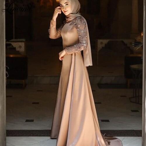 Muslim Formal Long Sleeves Evening Dresses Dubai Mermaid Middle East Women Evening Wear 2021 Custom Made Plus Size Party Gowns