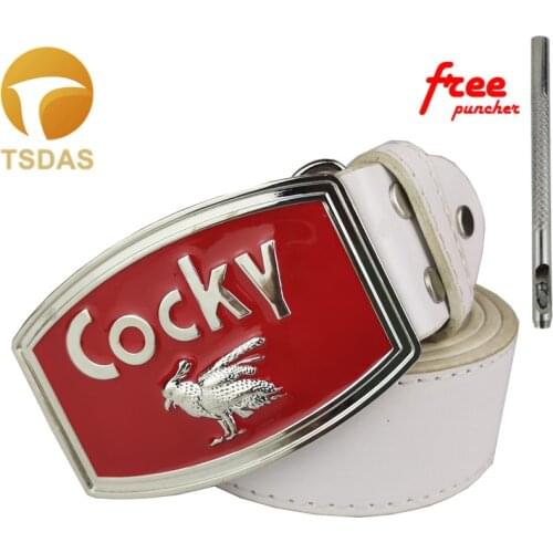 Newest COCKY Belt Buckles with Leather Belt for Man 3D Mens Cowboy Belt Buckles Drop Shipping