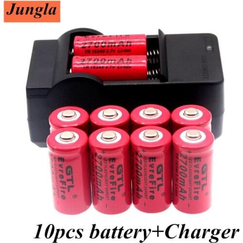 2700mAh Rechargeable 3.7V Li-ion 16340 Batteries CR123A Battery For LED Flashlight Travel Wall Charger For 16340 CR123A Battery