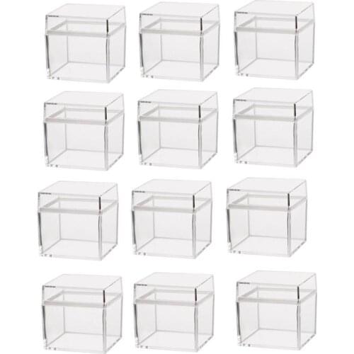 24Pcs Transparent Plastic Candy Box Biscuits Cookies Packing Box Party Treat Boxes Square Gift Container