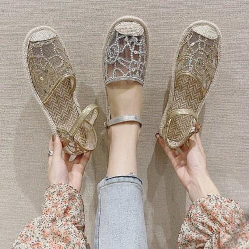 Large Size Baotou Sandals Spring And Summer New Style Mesh Breathable Comfortable Flat Casual Womens Shoes
