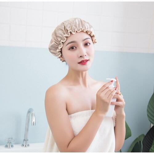 Shower Caps Bathroom Double Thick Waterproof PEVA Shower Caps for Adults Woman Man Bath Hat Anti-smoke Cleaning Kitchen BBQ Hat