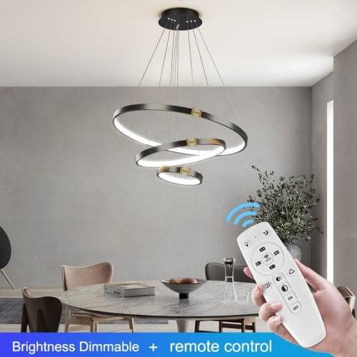 Modern LED Chandelier For The Kitchen 2021 Nordic Living Dining Room Bedroom Home Ceiling Lamp Decoration Black Ring Smart light