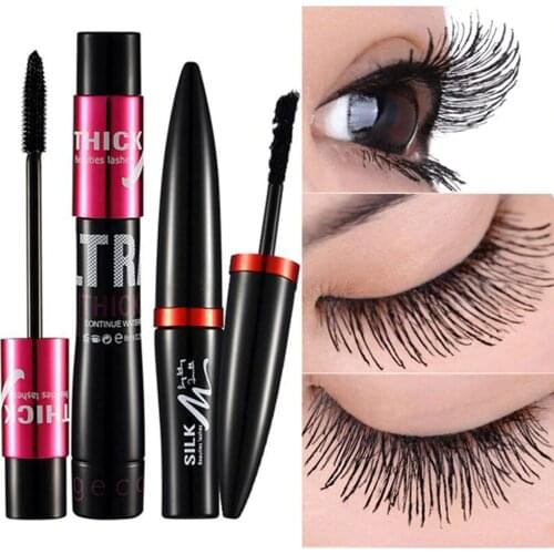 New 4D Silk Fiber Lash Mascara Waterproof Black Curling Thick Lengthening Lash Black Eyelashes Extension Make up 3D Mascara