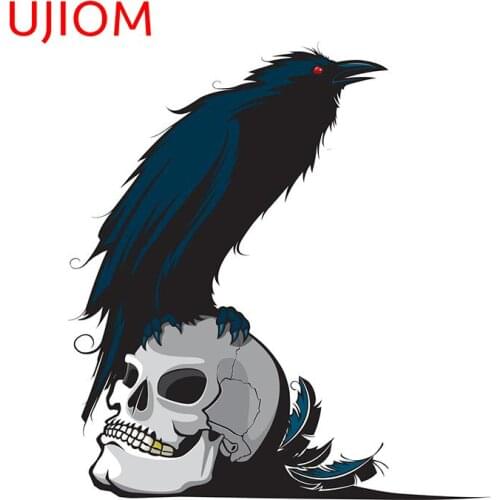 UJIOM Raven and Skull Bedroom Accessories Living Room Decor Wall Stickers Moisture Proof Funny Bathroom Kitchen Toilet Sticker