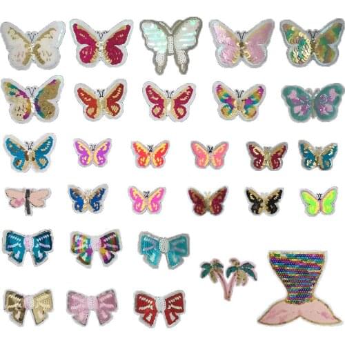 Butterfly decoration sequins colorful clothing styles can be sewn childrens jeans DIY supplies accessories 1PCS for sale