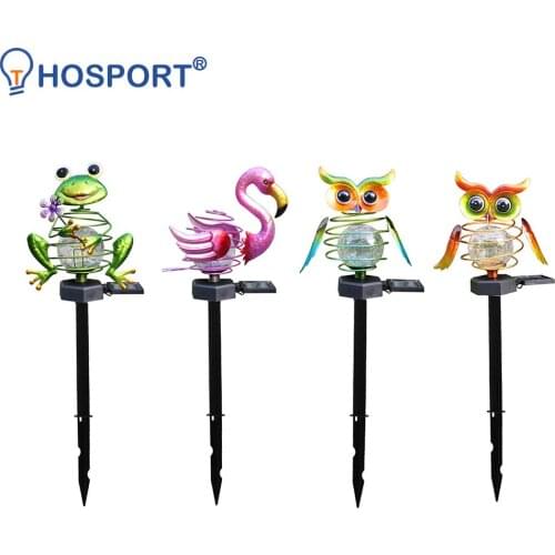 Outdoor LED Solar Spring Kaeru Flamingo Owl Cracked Light Courtyard Garden Lawn Decoration Pathway Landscape Lighting Lamp