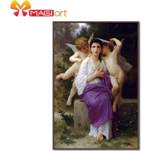 Cross stitch kits Embroidery needlework sets 11CT water soluble canvas patterns 14CT Women and angel-NCMP026