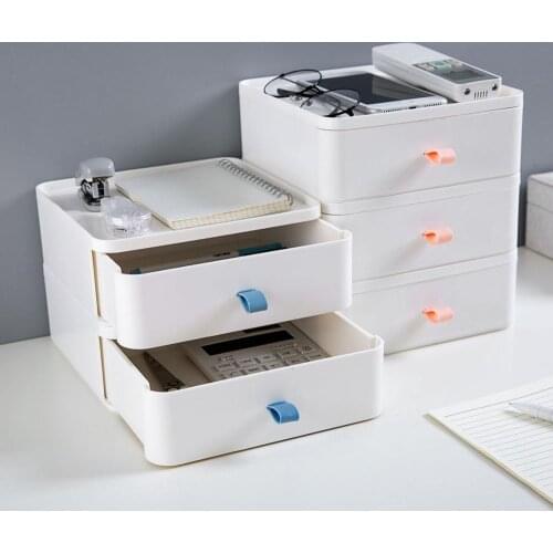 Drawer Type Desktop Storage Box Make Up Organizer Cosmetics Shelf Home Office Stackable Debris Storage Boxes Single Layer
