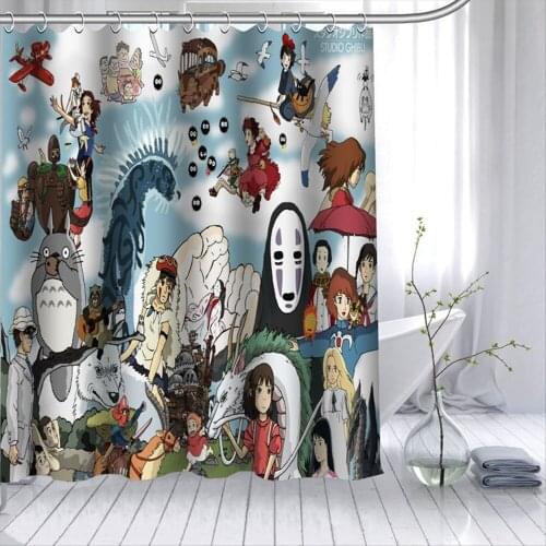 My Neighbor Totoro Pattern Shower Curtain 3D Cartoon Waterproof Bathroom Curtain Polyester Fabric for Kids Bath Decor sets