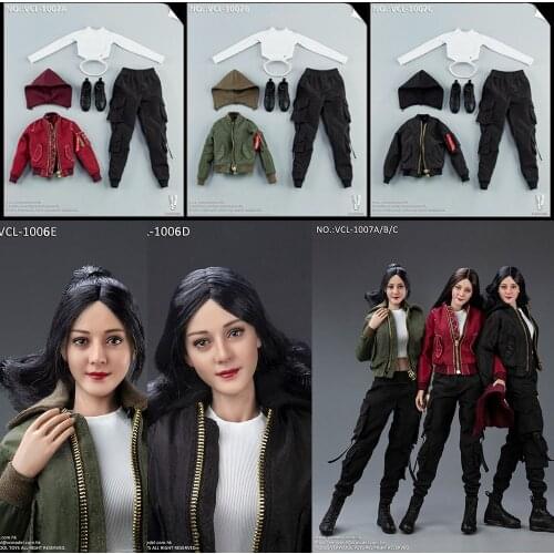VERYOOL CL-1006/VCL-1007 1/6 Scale Female Trendy Jackets Suits Soldier Clothes Leather Boots Head Model for 12 inches Body