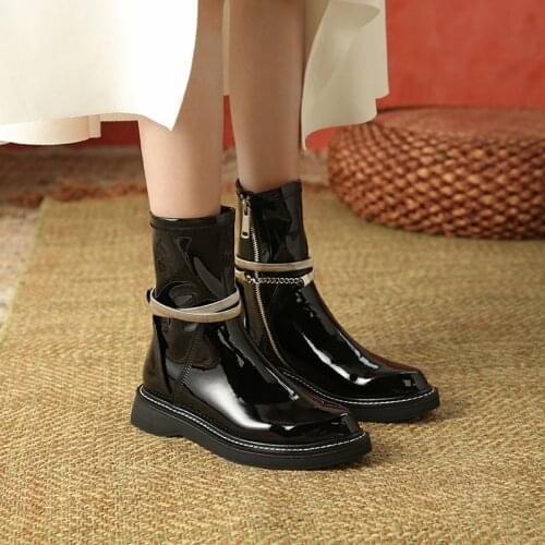 Women Shoes Platform Women Boots 2021 Winter Genuine Leather Ankle Boots For Women Black Zapatos De Mujer Plataform Chunky Boots