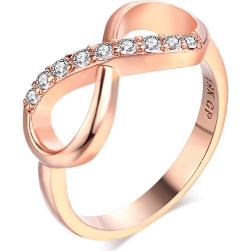 ZHOUYANG Finger Rings For Women Top Quality Number 8 Rose Gold Color Ring Fashion Jewelry Austrian Crystals Gift R407