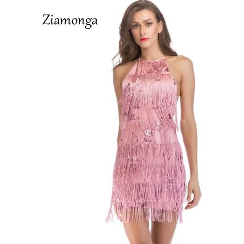 Ziamonga Sequin Sexy Women Dress Stunning Flapper Fringe 1920s Sequined Vintage Gatsby Charleston Sequin Party Latin Dance Dress