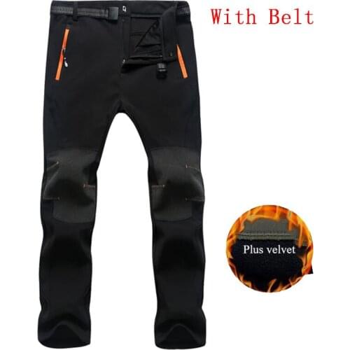 Winter Fleece Hiking Pants Men Autumn Softshell Pants Outdoor Trousers Women Waterproof Thermal Mountain Trekking Ski Pants 4XL