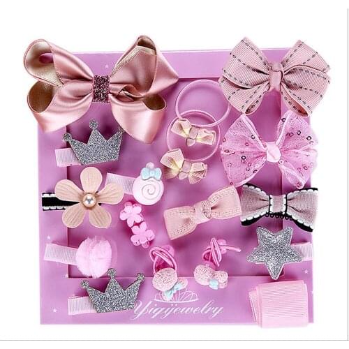 18PCS/Set Kids Headwear Hairpin Set Bowknot Flower Motifs Hair Clip Children Hearwear Accessories
