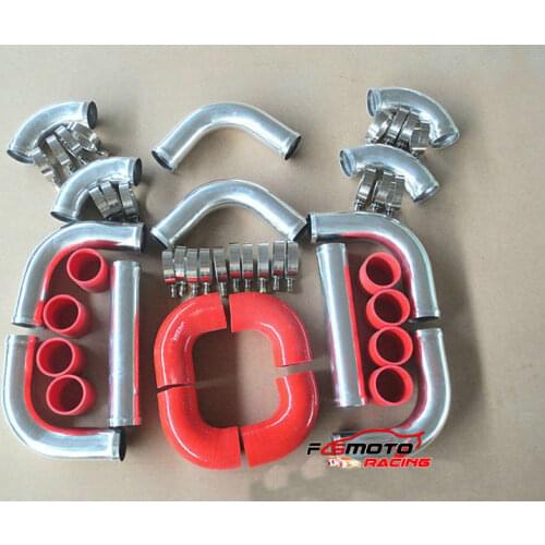 2.2" 57mm Full Aluminum Intercooler Turbo Piping + hose + T-Clamp kits