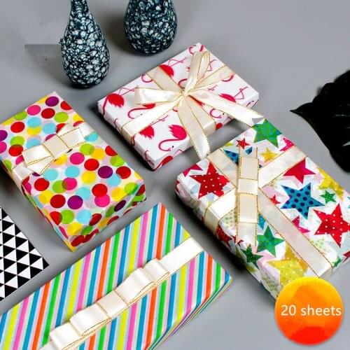 20 Sheets Flamingo Stars Tissue Paper 50*70cm Gift Bouquet Packaging Paper Flower Wrapping Papers Handmade Supply