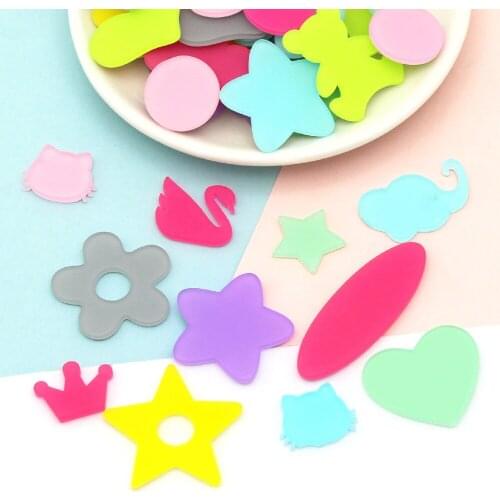 20pcs Mix Colors Acrylic Resin Cabochons Flatback Rhinestones Heart/Star Acrylic Patches Hair/Jewelry Accessories Scrapbooking