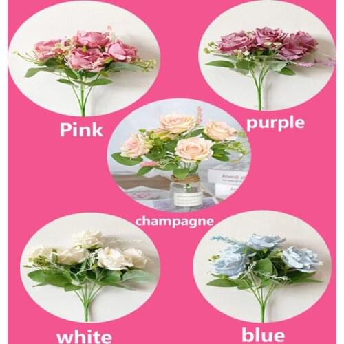 35 cm 5 heads rose silk peony artificial flower bouquet 5 big heads cheap fake flowers for family wedding decoration indoor
