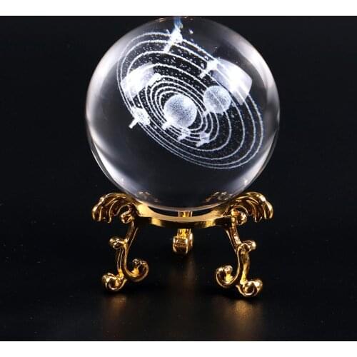 6CM/8CM Laser Engraved Solar System Ball 3D Miniature Planets Model Sphere Glass Globe Ornament Home Decor Gift for Astrophile