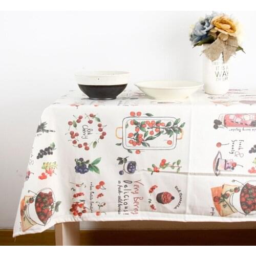 7Size Korean Style Washable Rectangle Colorful Fruit Print Table Cloth Cotton Linen Tablecloth Dining Table Cover Kitchen Decor
