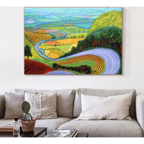 Abstract Wheat Idyllic Scenery Canvas Painting Landscape Tree Street Poster and Print Picture Wall Art for Living Room Decro