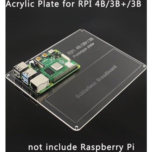 Raspberry Pi 4 Acrylic Experiment Plate for 830 points Breadboard Base Plate Board for Raspberry Pi 4B/3B+/3B