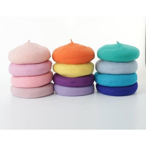 Autumn and winter new Solid beret femme hats casual wild mushroom type squat wool baret painter hat high fashion black beret