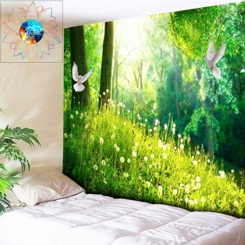 Bohemian Floral Forest Tapestry Bird Wall Hanging Mandala Tapestry Hippie Psychedelic Tapestry Home Bedroom Bedspread Sheet Big