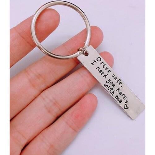 Keyring Engraved Drive Safe I Need You Here With Me Keychain Couples Boyfriend Girlfriend Jewelry Ornament Charm Key Chain