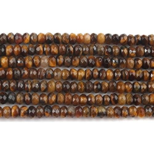 2*4mm Natural Faceted Yellow Tiger Eye Stone Beads Rondelle Spacer Loose Beads for Jewellery Making Bracelet Necklace 15